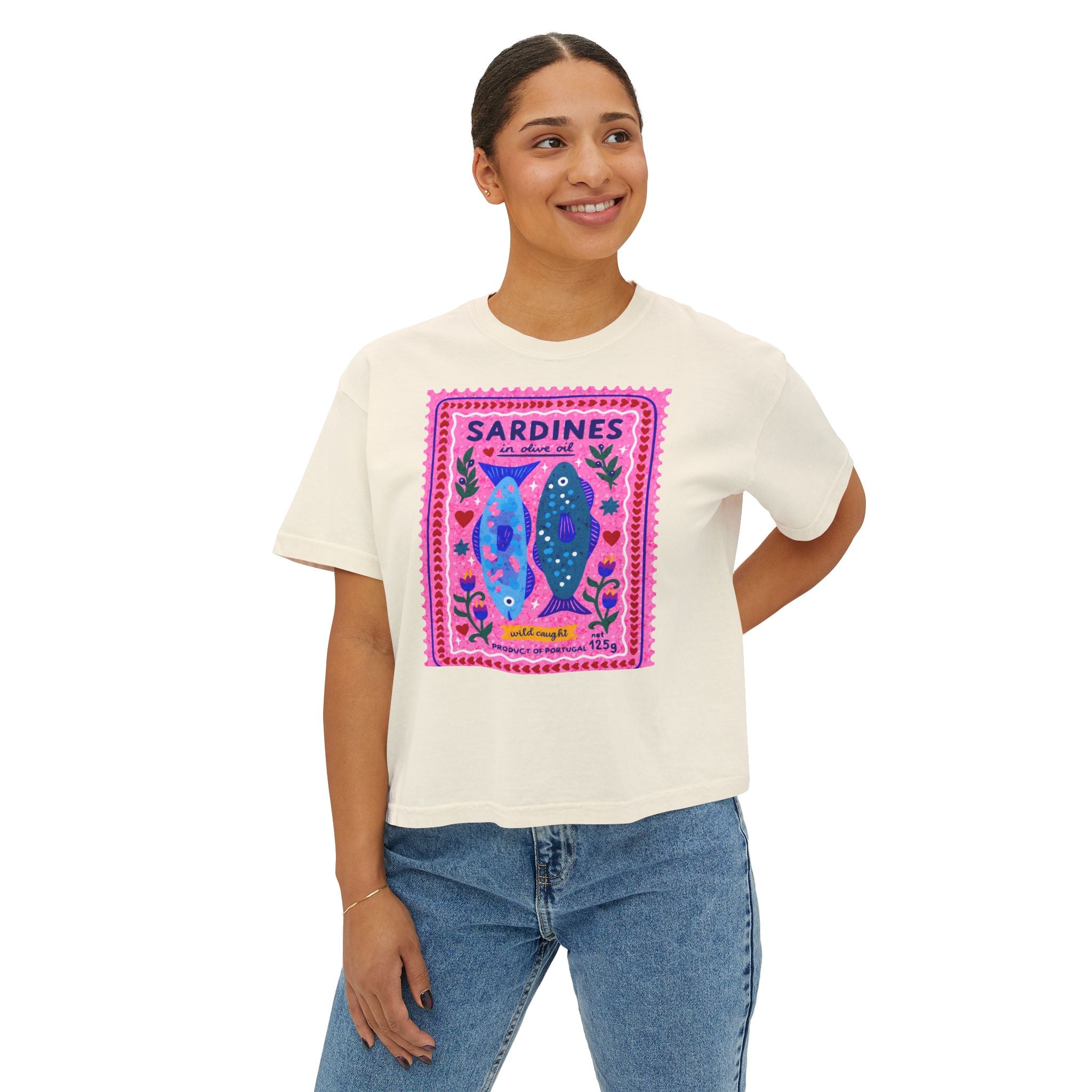 Sardines Vintage Label Boxy Tee - multi color options