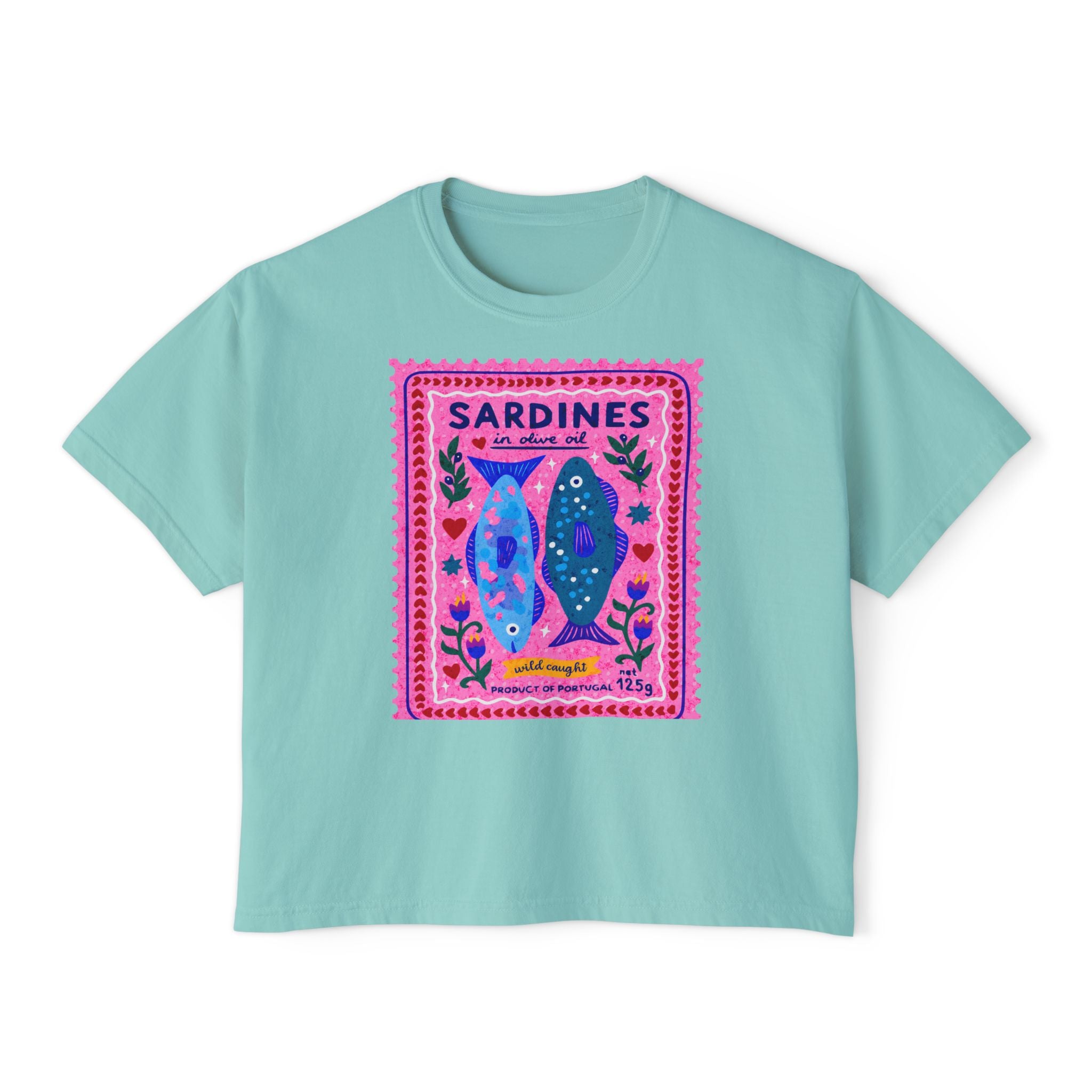 Sardines Vintage Label Boxy Tee - multi color options