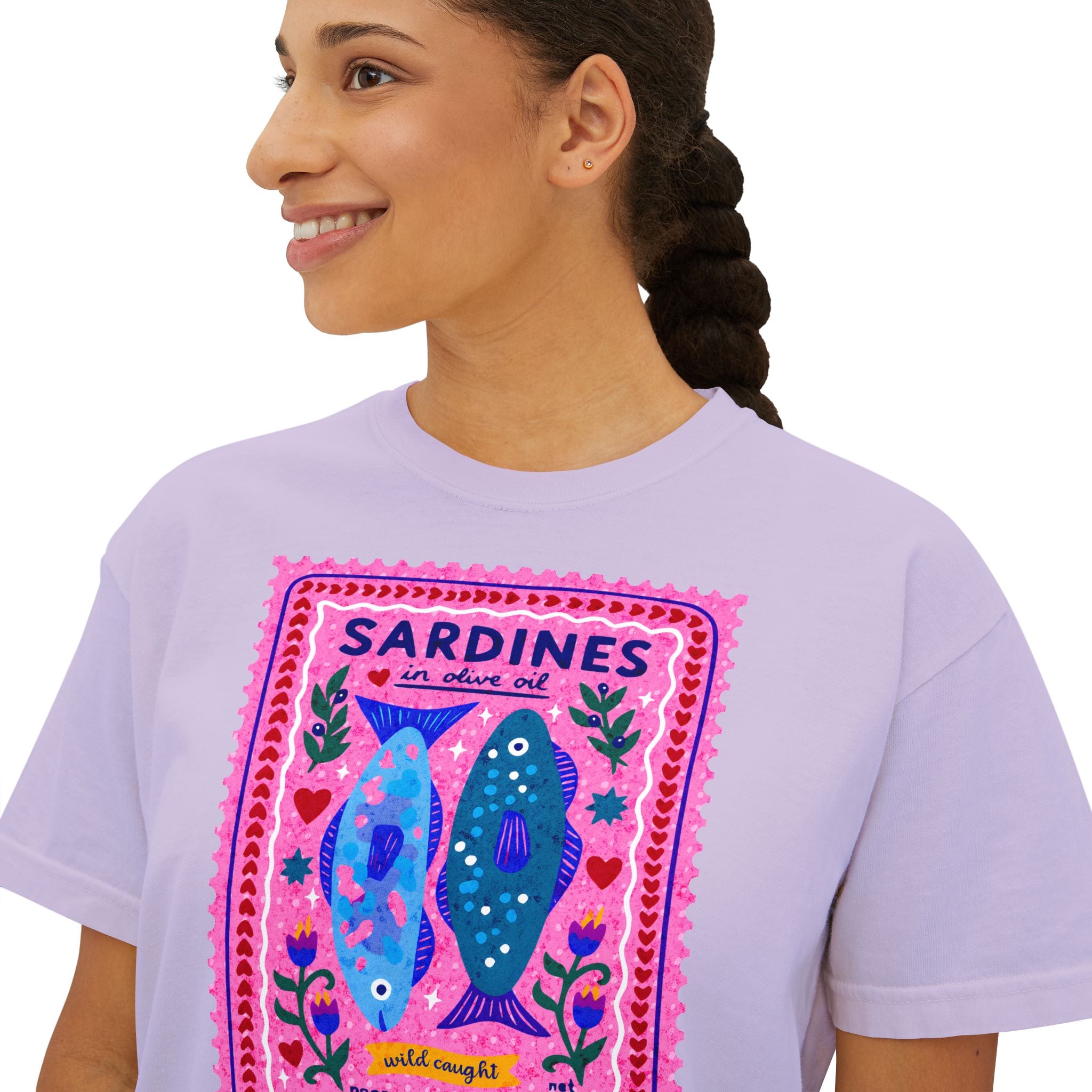 Sardines Vintage Label Boxy Tee - multi color options