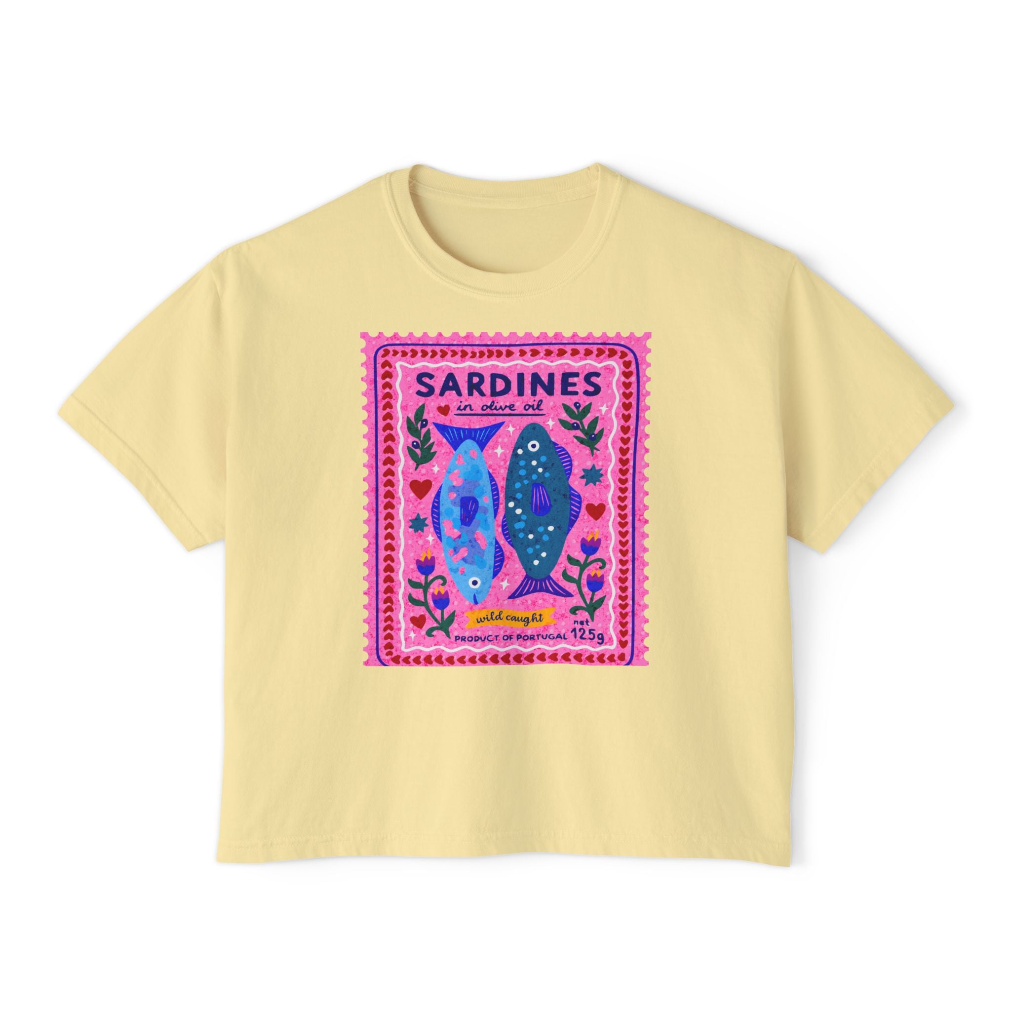 Sardines Vintage Label Boxy Tee - multi color options