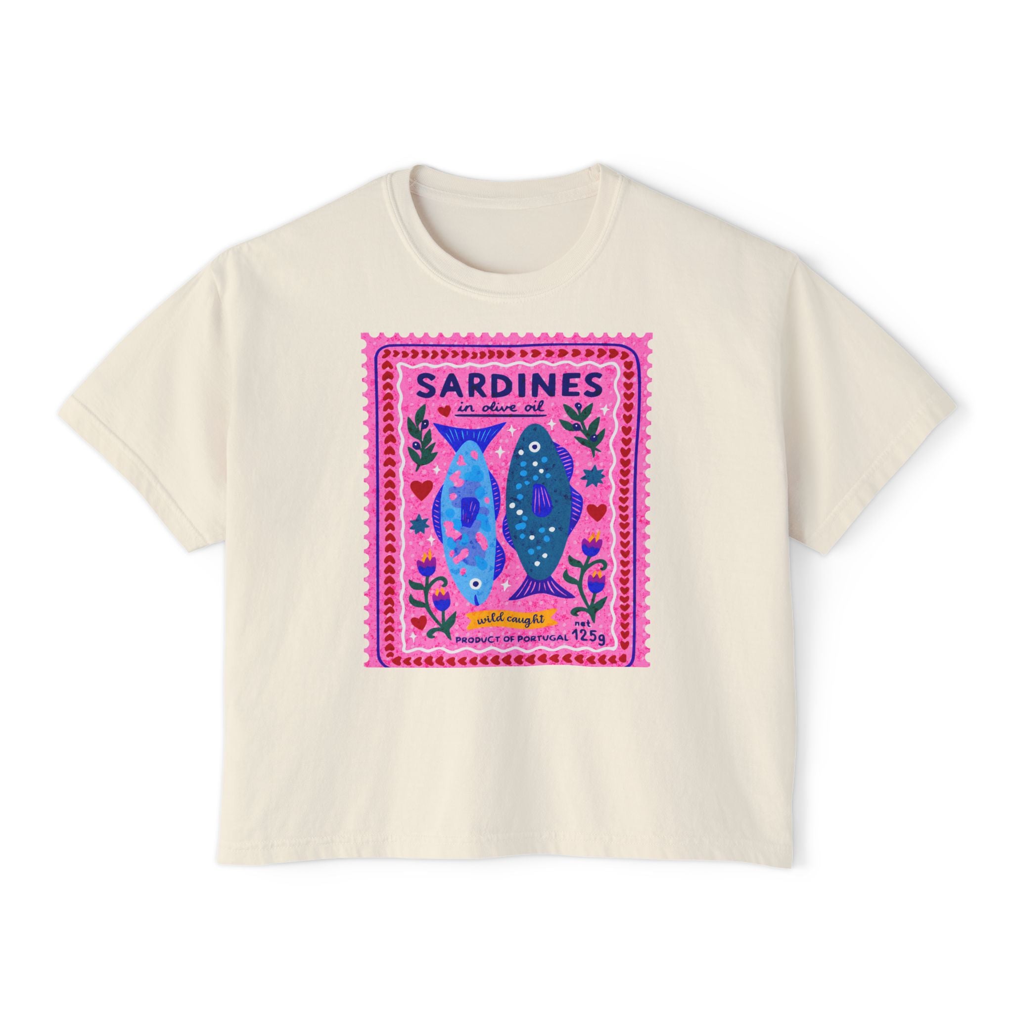 Sardines Vintage Label Boxy Tee - multi color options