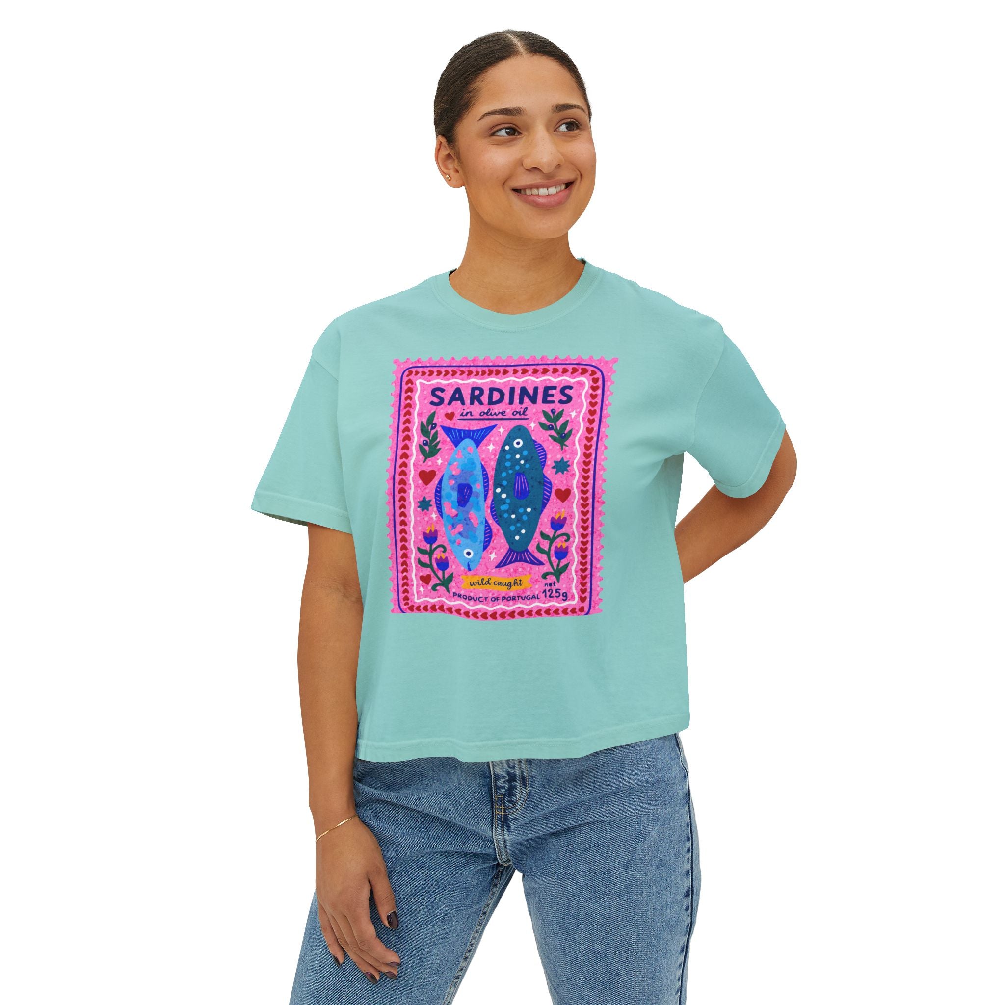 Sardines Vintage Label Boxy Tee - multi color options