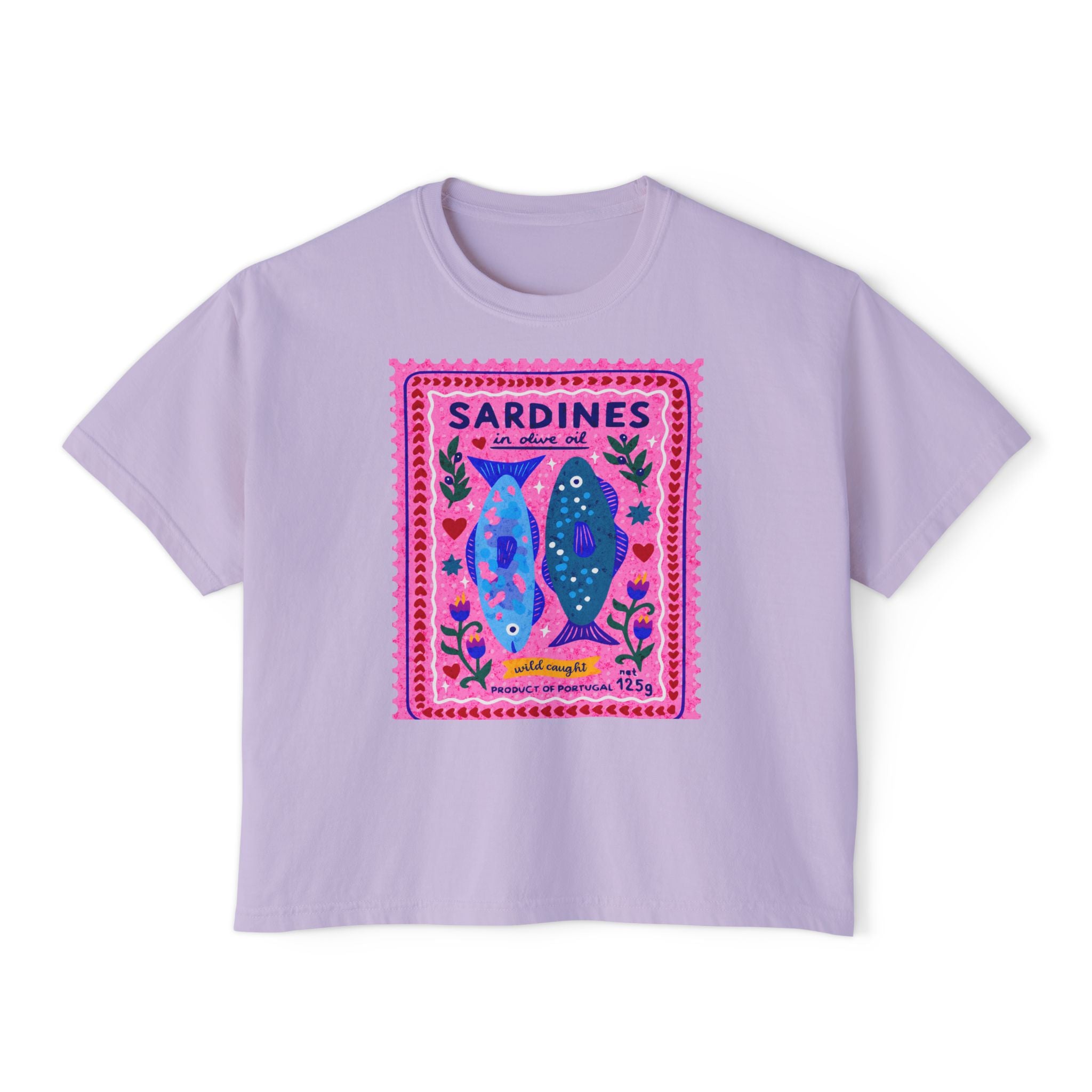 Sardines Vintage Label Boxy Tee - multi color options
